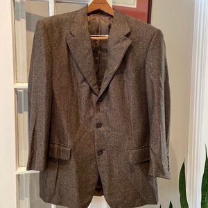 Ermenegildo Zegna brown herringbone cashmere blazer